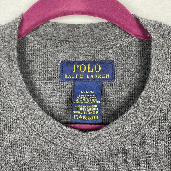 Polo Ralph Lauren Men's Size M Waffle Knit Long Sleeve Crewneck Tee Shirt Preppy - Picture 3 of 7